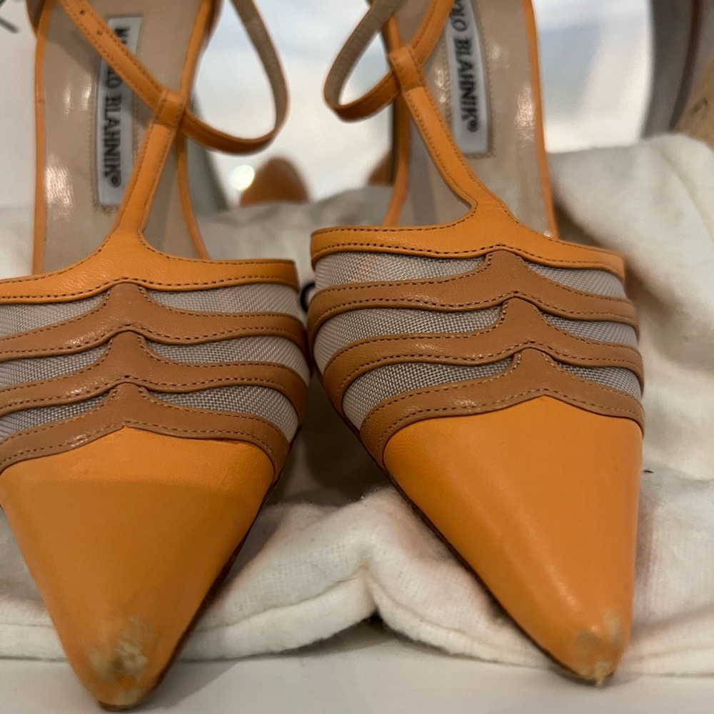 Authentic Manolo Blahnik T Strap With Mesh Size 3… - image 8